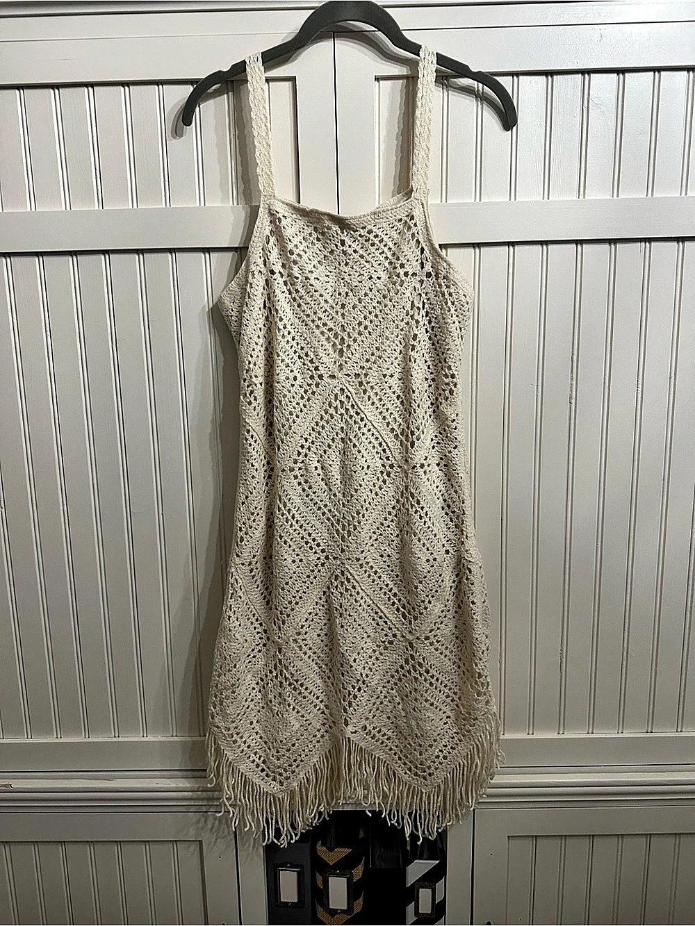 Kings Road Crochet Fringe Mini Dress Size Petite Large